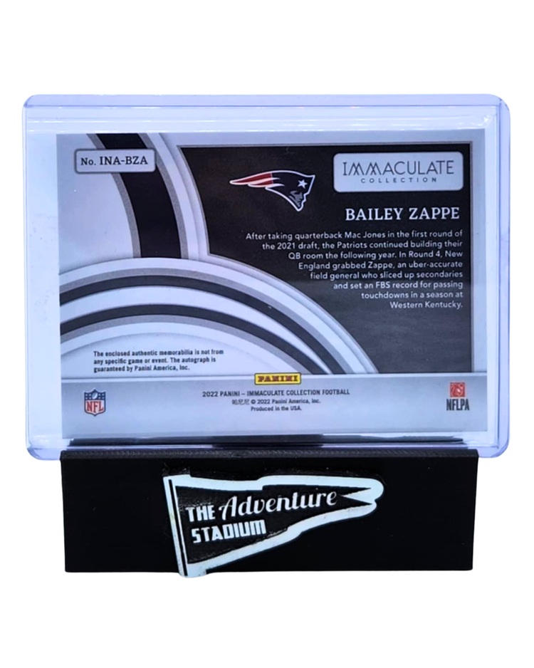 The Adventure Stadium 2022 Panini Immaculate Bailey Zappe Patch Autograph Green 17/18