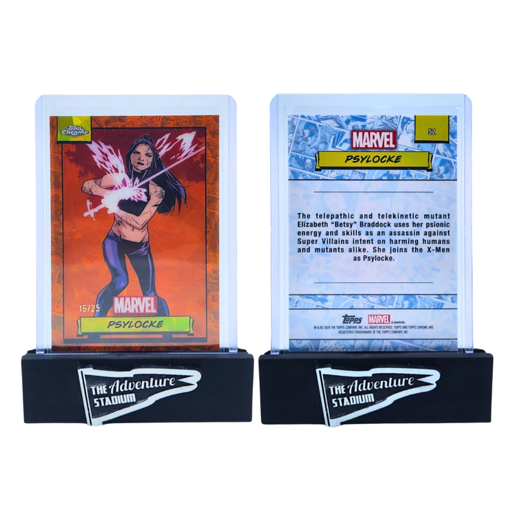 The Adventure Stadium 2024 Topps Chrome Marvel Sapphire Psylocke Orange Ice 16/25