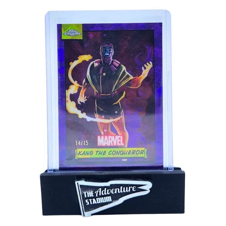 The Adventure Stadium 2024 Topps Chrome Marvel Sapphire Kang the Conqueror Purple Ice 14/15