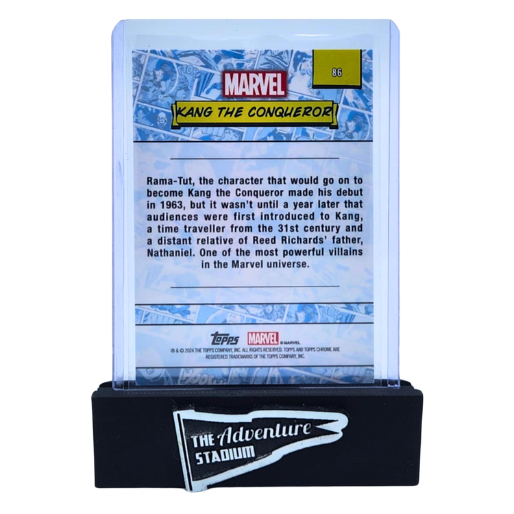 The Adventure Stadium 2024 Topps Chrome Marvel Sapphire Kang the Conqueror Purple Ice 14/15