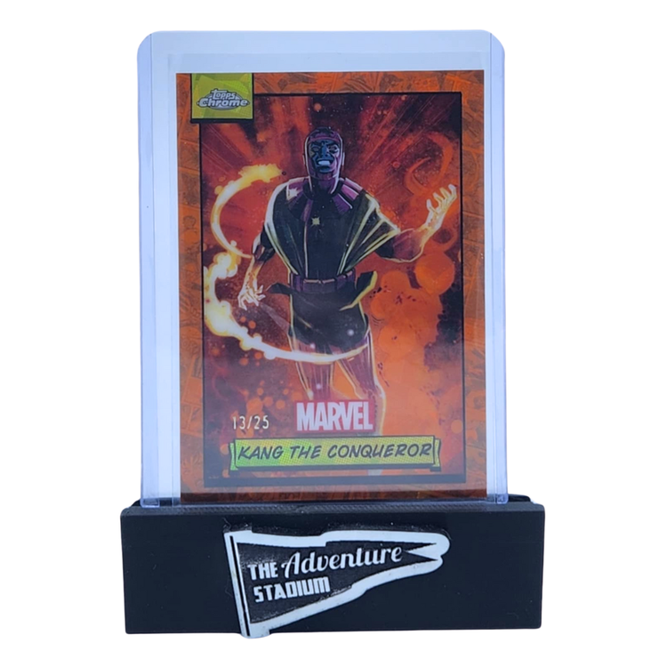 The Adventure Stadium 2024 Topps Chrome Marvel Sapphire Kang the Conqueror Orange Ice 13/25