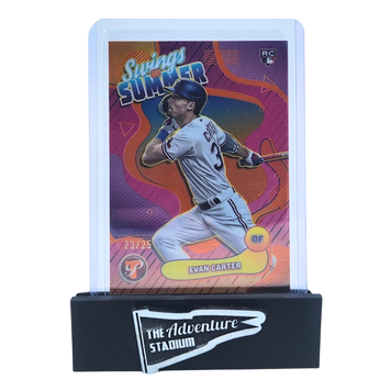 The Adventure Stadium 2024 Topps Pristine Evan Carter Swings of Summer Orange 23/25