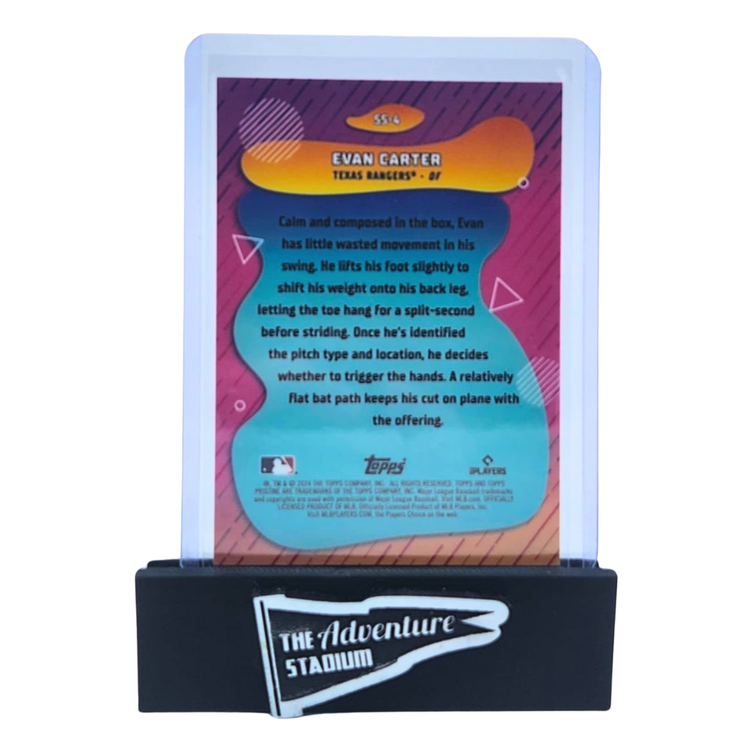 The Adventure Stadium 2024 Topps Pristine Evan Carter Swings of Summer Orange 23/25