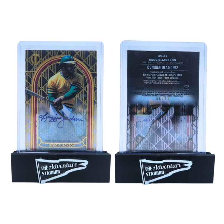 The Adventure Stadium 2024 Topps Tribute Iconic Perspectives Reggie Jackson Autograph Black 06/10
