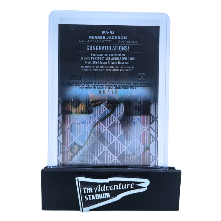 The Adventure Stadium 2024 Topps Tribute Iconic Perspectives Reggie Jackson Autograph Black 06/10