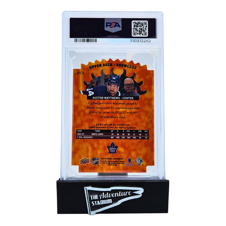 The Adventure Stadium 2024 UD CDD Conf. Auston Matthews '96 Retro Hot Commodities PSA 9