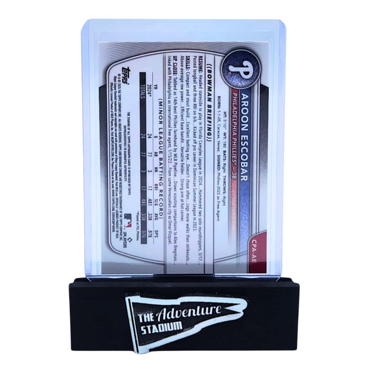 The Adventure Stadium 2025 Bowman Chrome Aroon Escober Autograph