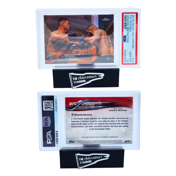 The Adventure Stadium 2018 Topps Chrome UFC Tai Tuivasa Orange 11/25 PSA 10