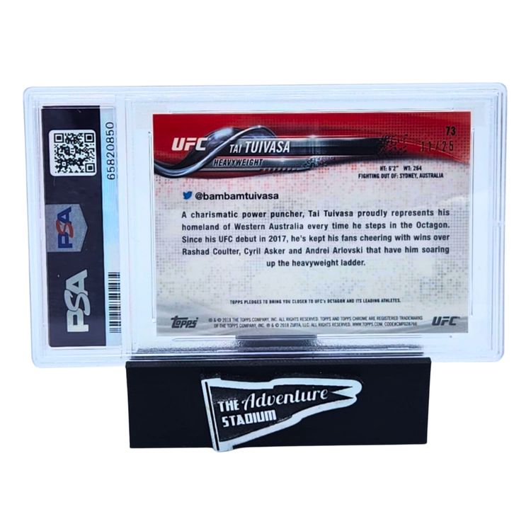 The Adventure Stadium 2018 Topps Chrome UFC Tai Tuivasa Orange 11/25 PSA 10