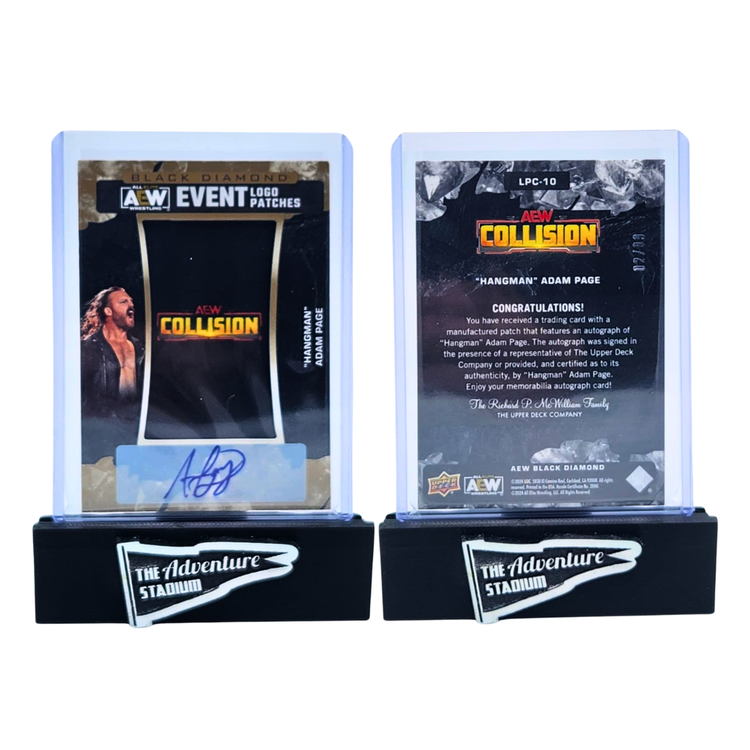 The Adventure Stadium 2024 UD AEW Black Diamond Adam Page Patch Autograph 02/99