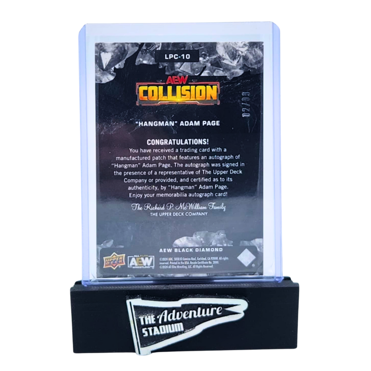 The Adventure Stadium 2024 UD AEW Black Diamond Adam Page Patch Autograph 02/99