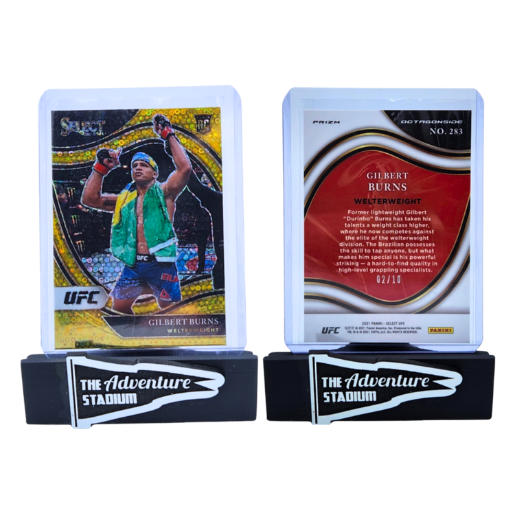 The Adventure Stadium 2021 Panini Select UFC Gilbert Burns Gold Disco 02/10