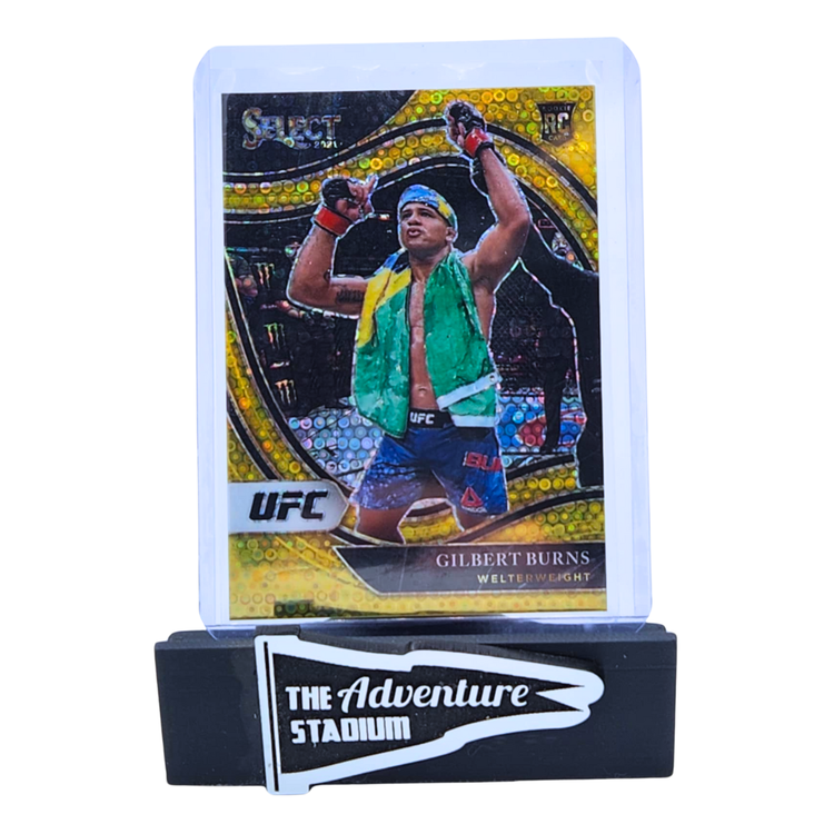 The Adventure Stadium 2021 Panini Select UFC Gilbert Burns Gold Disco 02/10