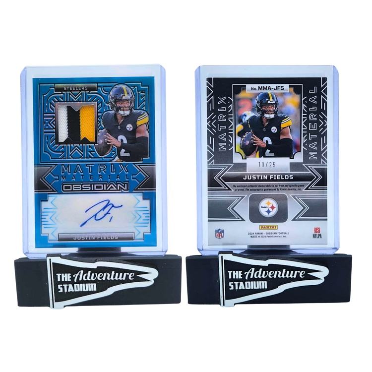 The Adventure Stadium 2024 Panini Obsidian Justin Fields Patch Autograph 10/25