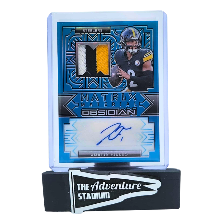 The Adventure Stadium 2024 Panini Obsidian Justin Fields Patch Autograph 10/25
