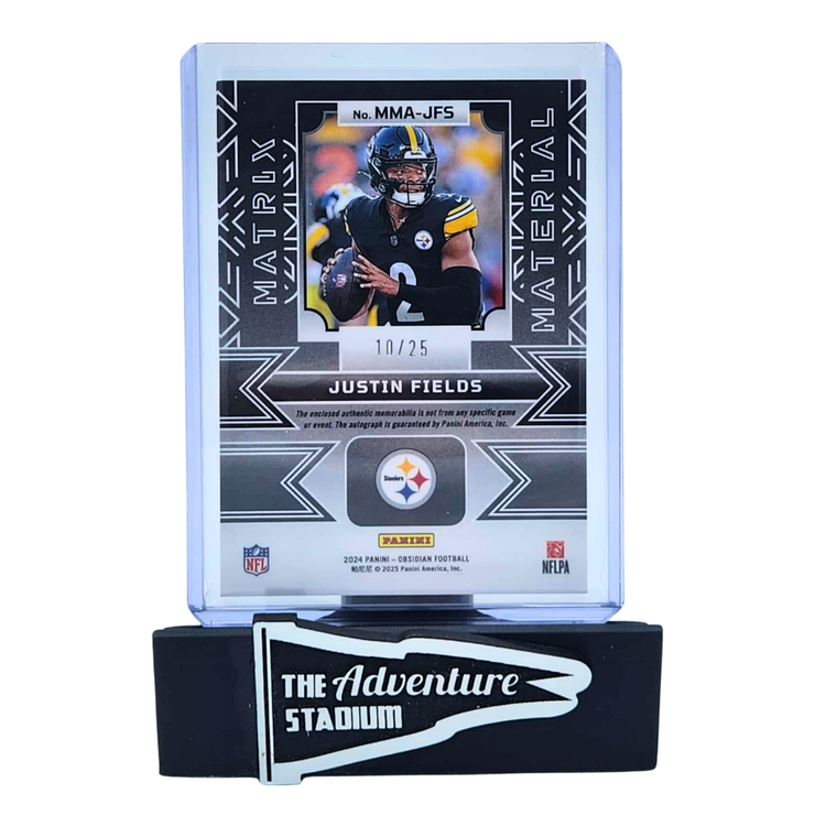 The Adventure Stadium 2024 Panini Obsidian Justin Fields Patch Autograph 10/25