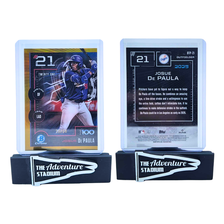 The Adventure Stadium 2025 Bowman Chrome Josue De Paula Top Prospect Gold 30/50