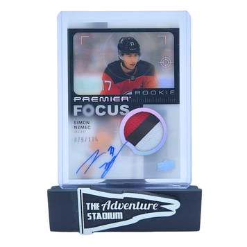 The Adventure Stadium 2023-24 UD Premier Hockey Simon Nemec Patch Autograph 075/175