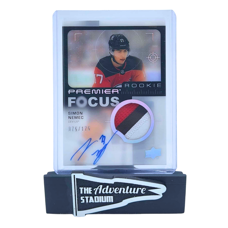 The Adventure Stadium 2023-24 UD Premier Hockey Simon Nemec Patch Autograph 075/175