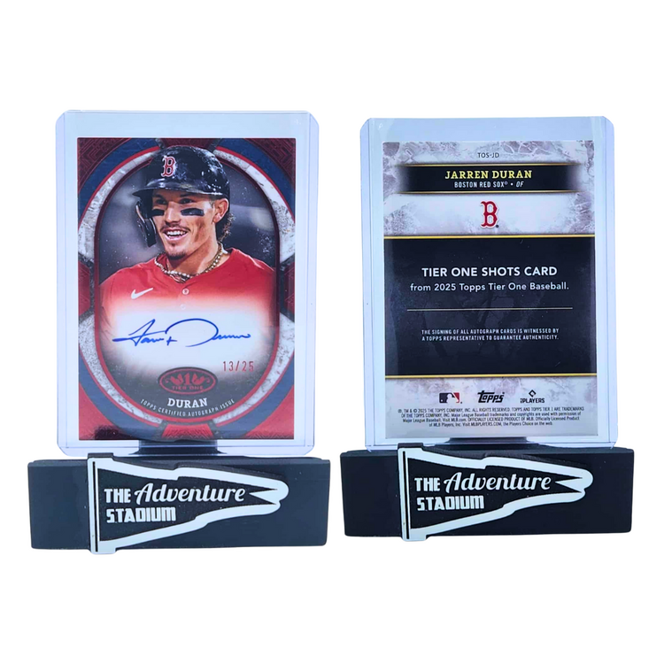 The Adventure Stadium 2025 Topps Tier One Jarren Duran Red Autograph 13/25