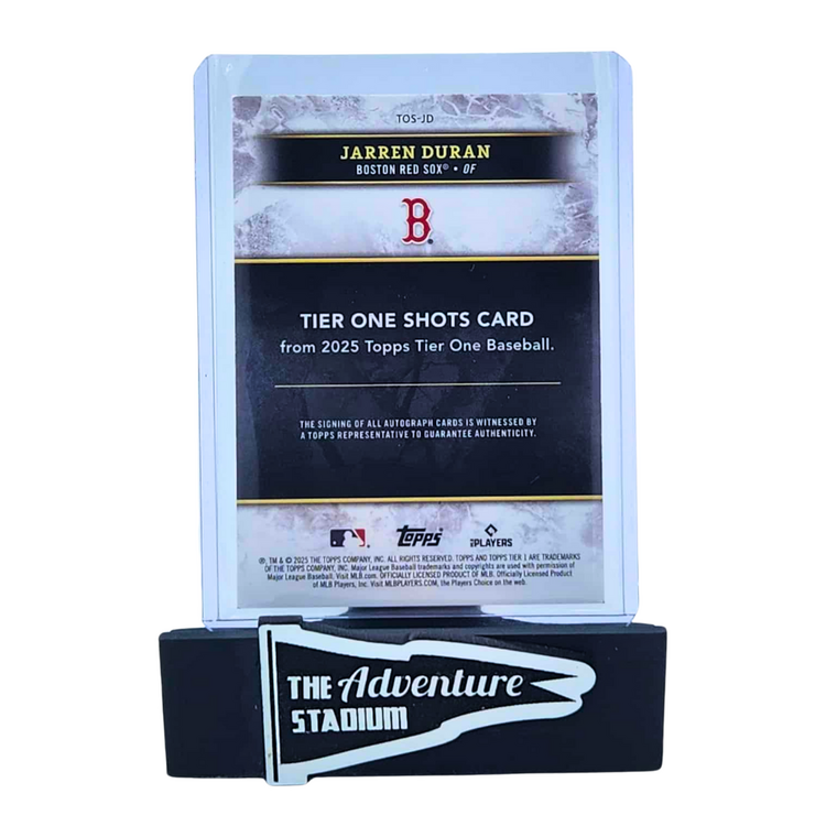 The Adventure Stadium 2025 Topps Tier One Jarren Duran Red Autograph 13/25