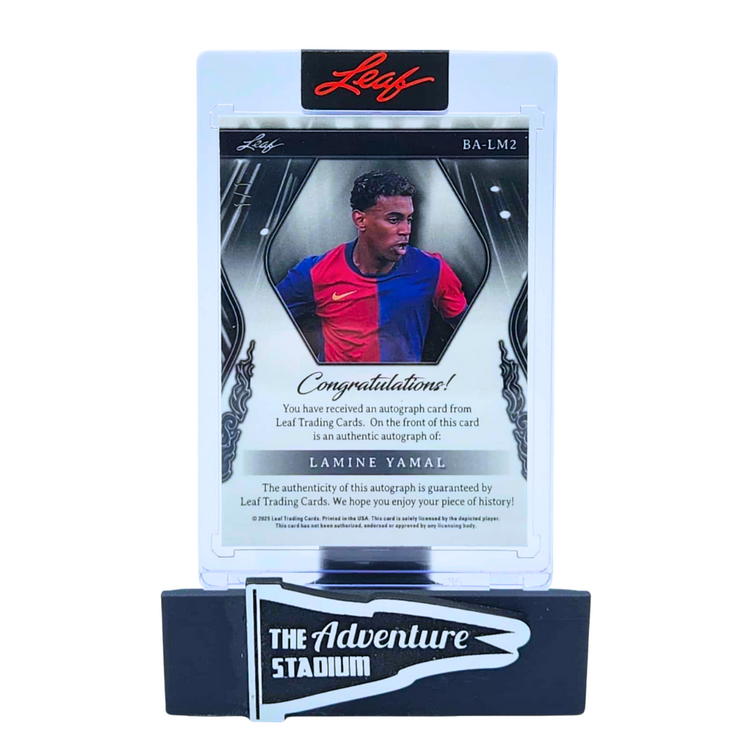 The Adventure Stadium 2025 Leaf Sport Heroes Lamine Yamal Autograph 1/1