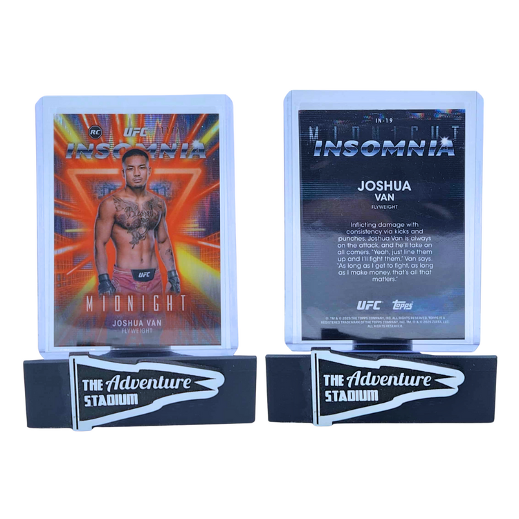 The Adventure Stadium 2025 Topps Midnight UFC Joshua Van Insomnia Rookie Card 11/75
