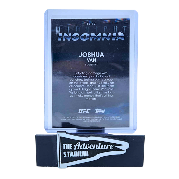 The Adventure Stadium 2025 Topps Midnight UFC Joshua Van Insomnia Rookie Card 11/75
