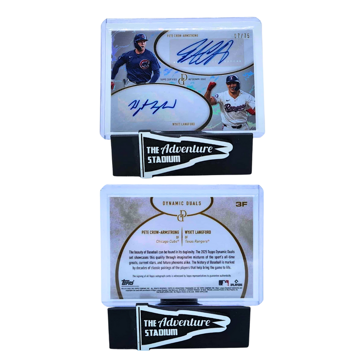 The Adventure Stadium 2025 Topps Dynamic Duals Crow-Armstrong/Langford Dual Autograph 07/75