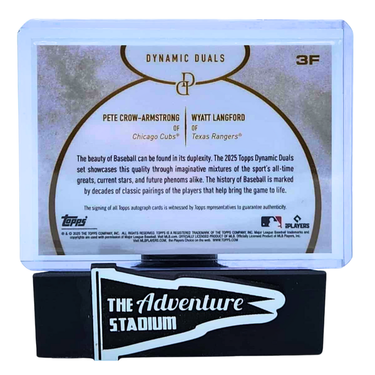 The Adventure Stadium 2025 Topps Dynamic Duals Crow-Armstrong/Langford Dual Autograph 07/75