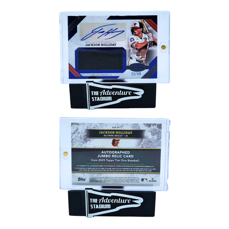 The Adventure Stadium 2025 Topps Tier One Jackson Holliday Patch Autograph 33/49