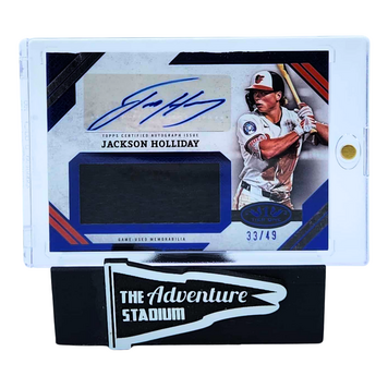 The Adventure Stadium 2025 Topps Tier One Jackson Holliday Patch Autograph 33/49