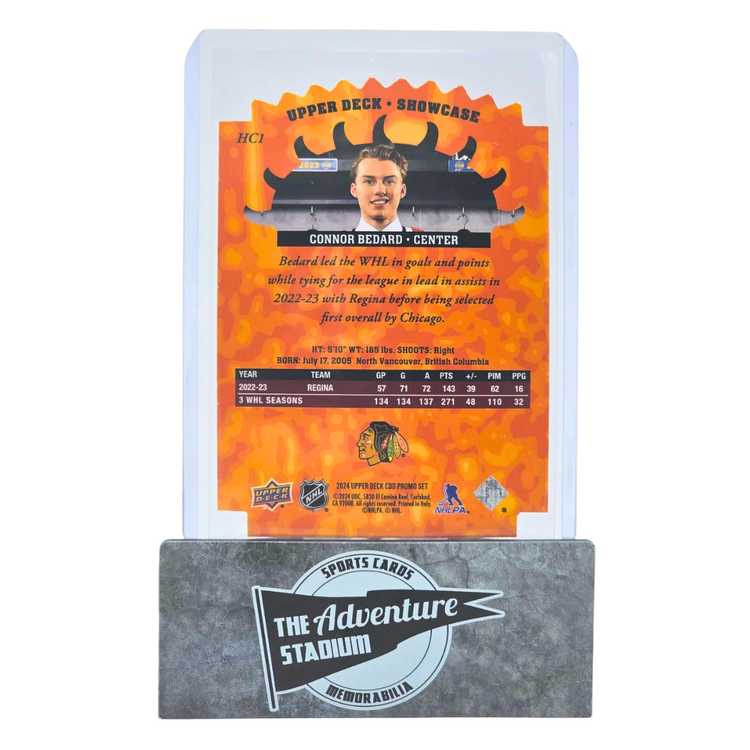 The Adventure Stadium 2024 Upper Deck CDD Promo Connor Bedard Die-Cut