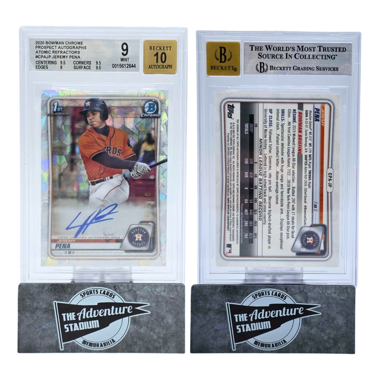 The Adventure Stadium 2020 Bowman Chrome Jeremy Pena Atomic Autograph BGS 9