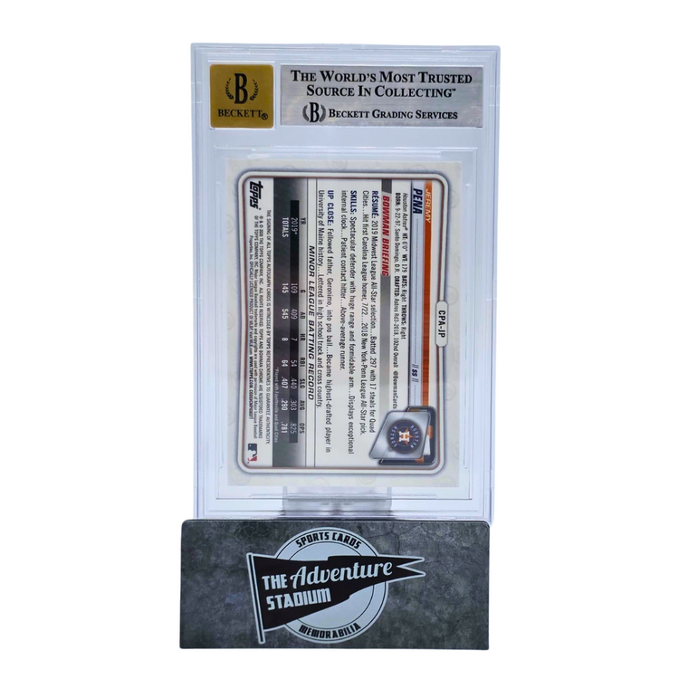 The Adventure Stadium 2020 Bowman Chrome Jeremy Pena Atomic Autograph BGS 9