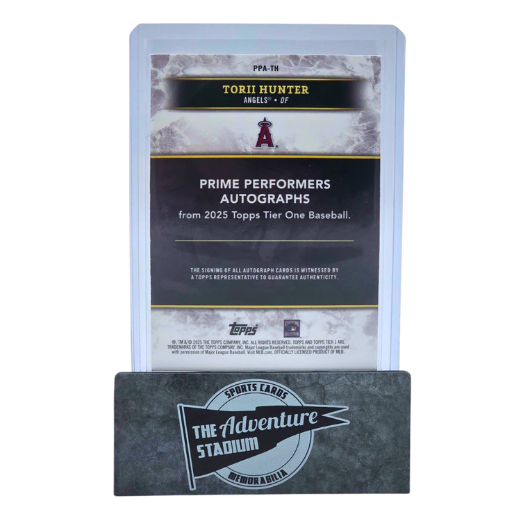 The Adventure Stadium 2025 Topps Tier One Torii Hunter Autograph 01/99