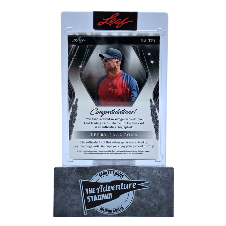 The Adventure Stadium 2025 Leaf Sport Heroes Terry Francona Autograph 1/1