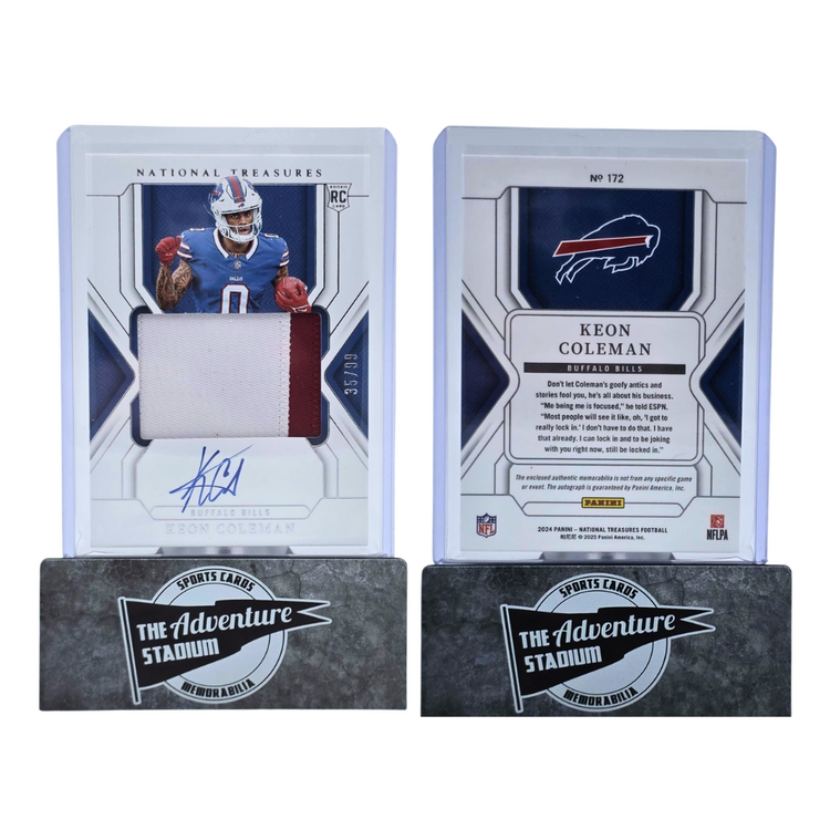 The Adventure Stadium 2024 Panini National Treasures Keon Coleman Patch Autograph 35/99