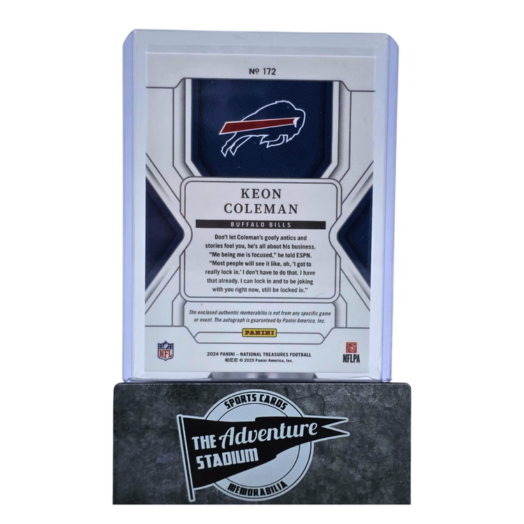 The Adventure Stadium 2024 Panini National Treasures Keon Coleman Patch Autograph 35/99