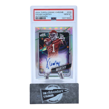 The Adventure Stadium 2024 Topps Cosmic Chrome Xavier Worthy Autograph 61/75 PSA 10