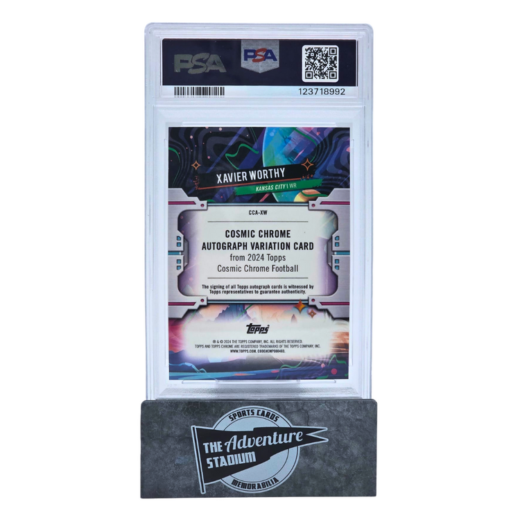 The Adventure Stadium 2024 Topps Cosmic Chrome Xavier Worthy Autograph 61/75 PSA 10