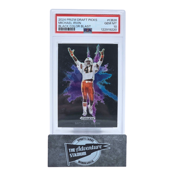 The Adventure Stadium 2024 Panini Prizm Draft Michael Irving Color Blast PSA 10
