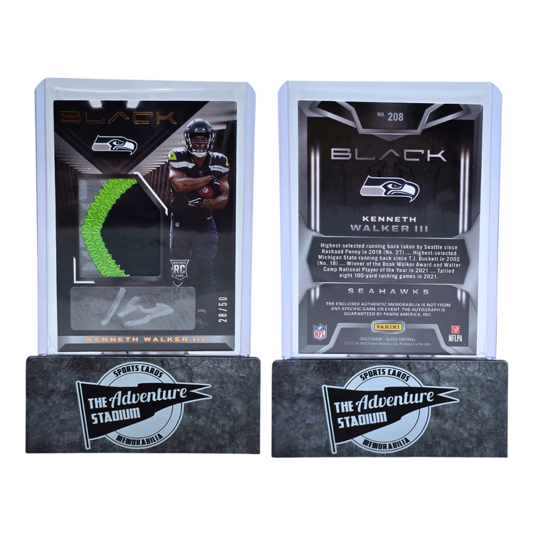 The Adventure Stadium 2022 Panini Black Kenneth Walker III Patch Autograph 28/50