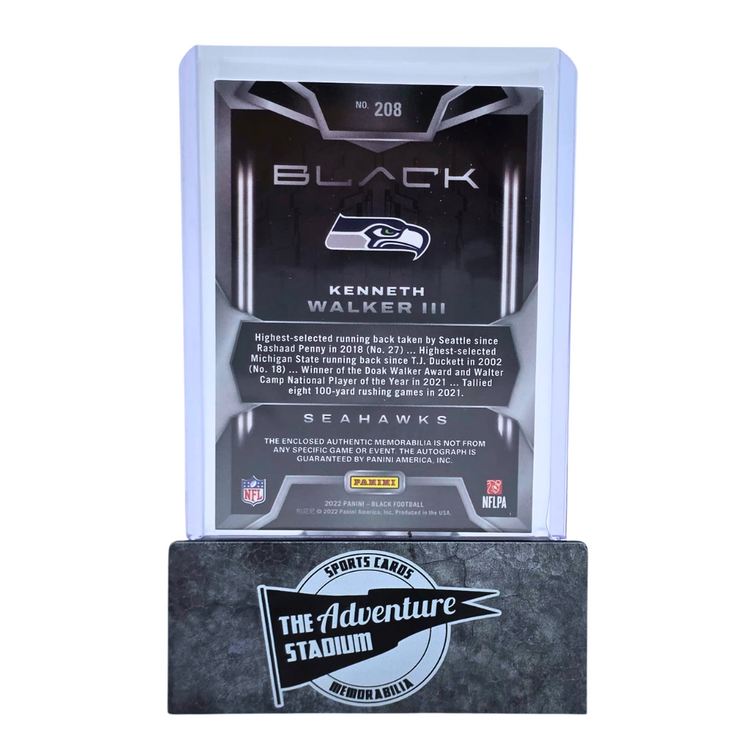 The Adventure Stadium 2022 Panini Black Kenneth Walker III Patch Autograph 28/50