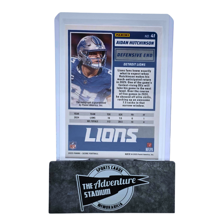 The Adventure Stadium 2025 Panini Score Aidan Hutchinson Autograph