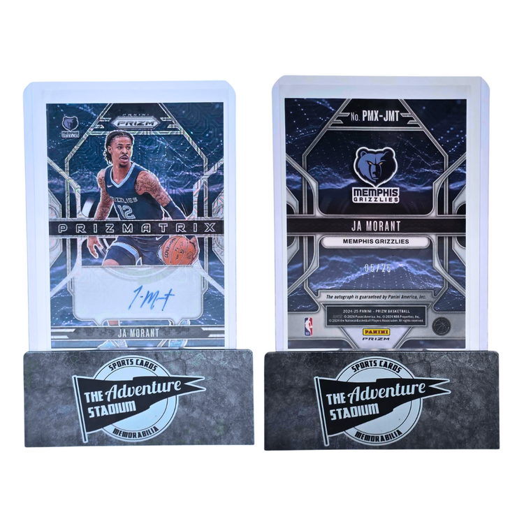 The Adventure Stadium 2024-25 Panini Prizm Ja Morant Prizmatrix Autograph 05/25