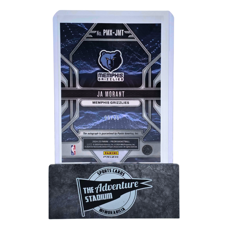 The Adventure Stadium 2024-25 Panini Prizm Ja Morant Prizmatrix Autograph 05/25