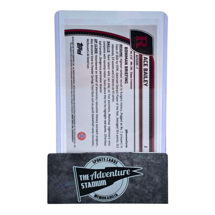 The Adventure Stadium 2025 Bowman Chrome U Sapphire Ace Bailey Gold 33/50