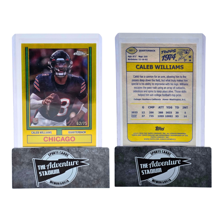 The Adventure Stadium 2024 Topps Composite Caleb Williams Retro Yellow 62/75