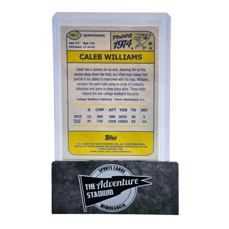 The Adventure Stadium 2024 Topps Composite Caleb Williams Retro Yellow 62/75